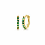 14K yellow gold emerald huggie earrings