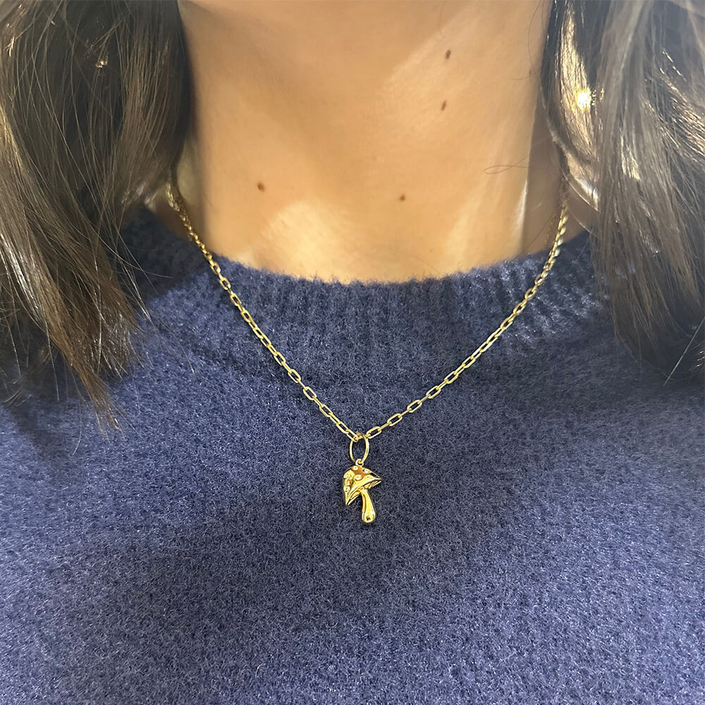 Mini Mushroom Pendant with Diamonds