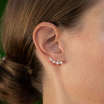 14k yellow gold pear and round diamond earrings