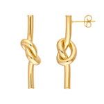 14k yellow gold tube love knot drop earrings 