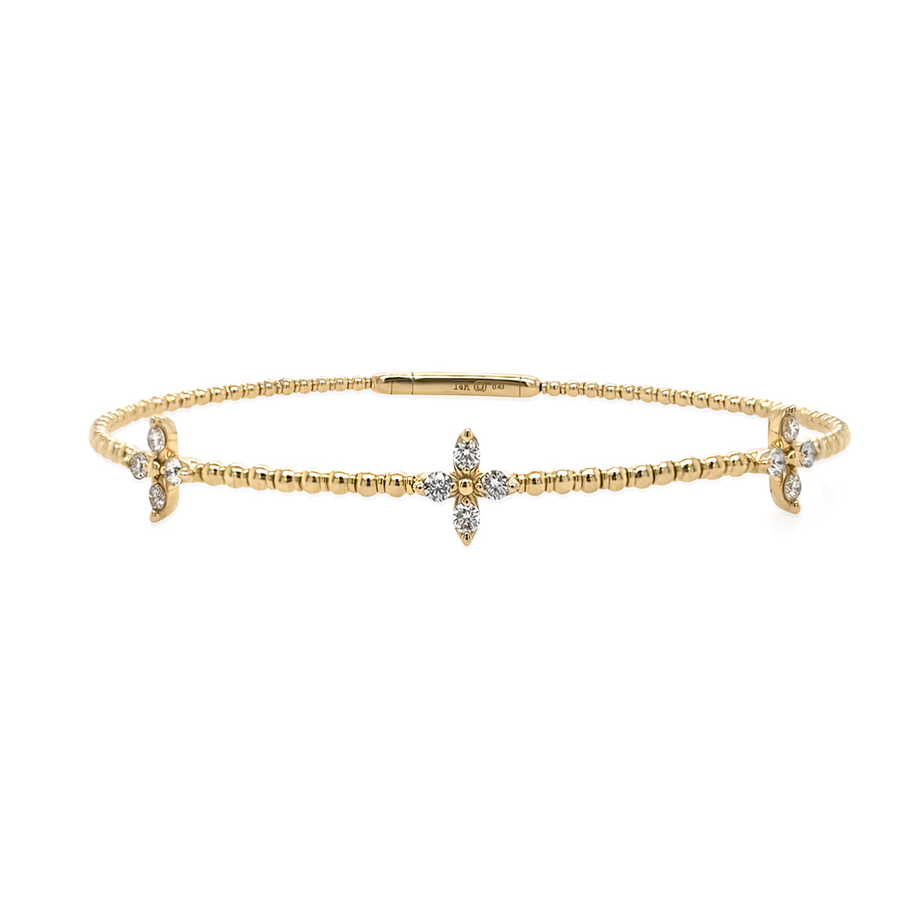 14k yg tri clover diamond bracelet 