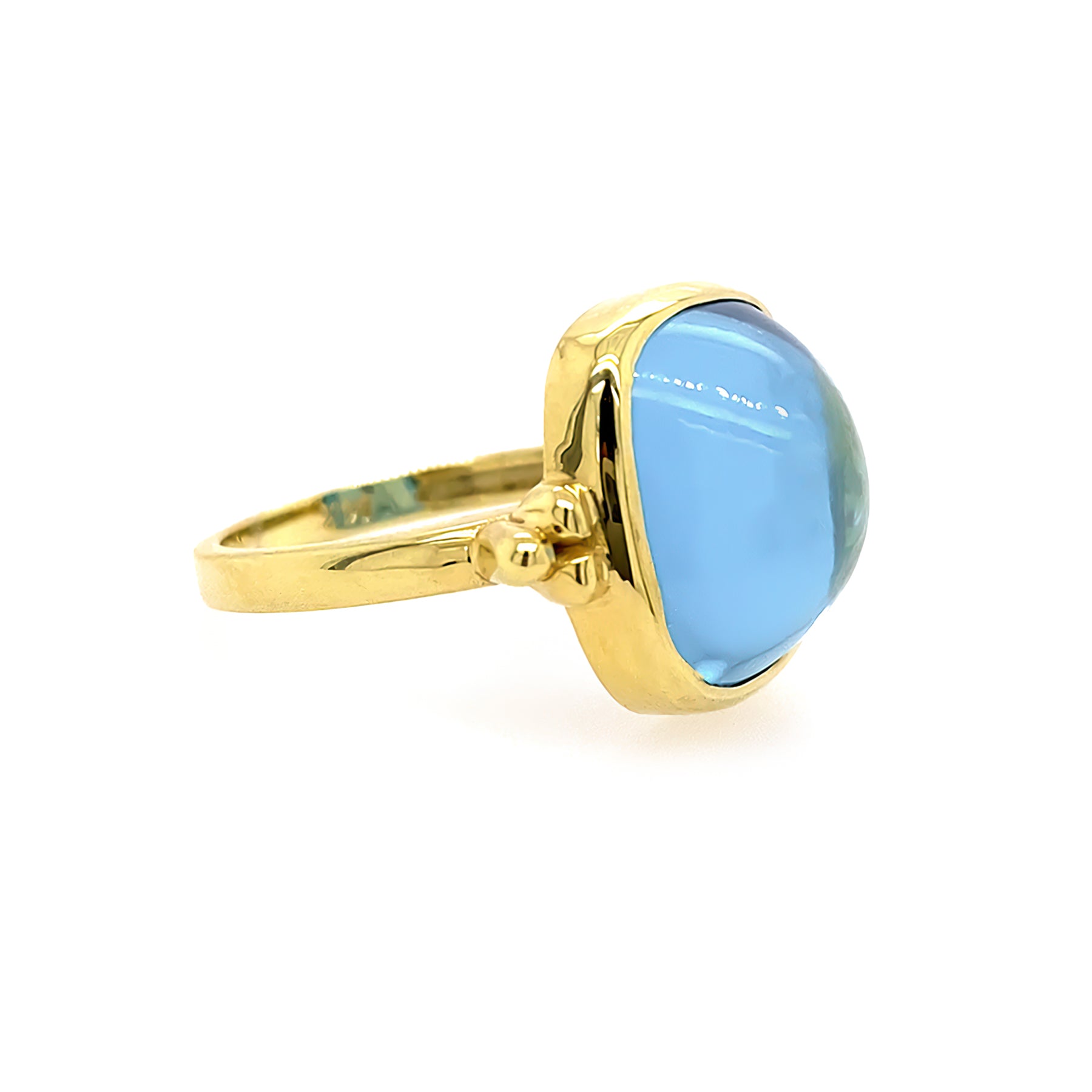 14K gold Blue Topaz ring side view