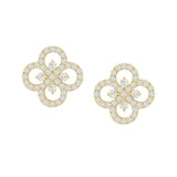A pair of yellow gold and diamond earrings in a clover leaf design