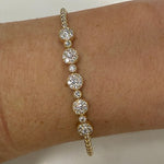 14K Gold Beaded 5 Station Diamond Bangle
