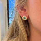 Emerald Bezel Earrings with Diamonds