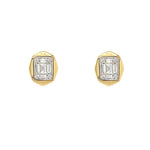 14K Gold earrings with diamonds on a white background