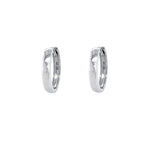 Pair of 14K White Gold small hoop earrings on a white background