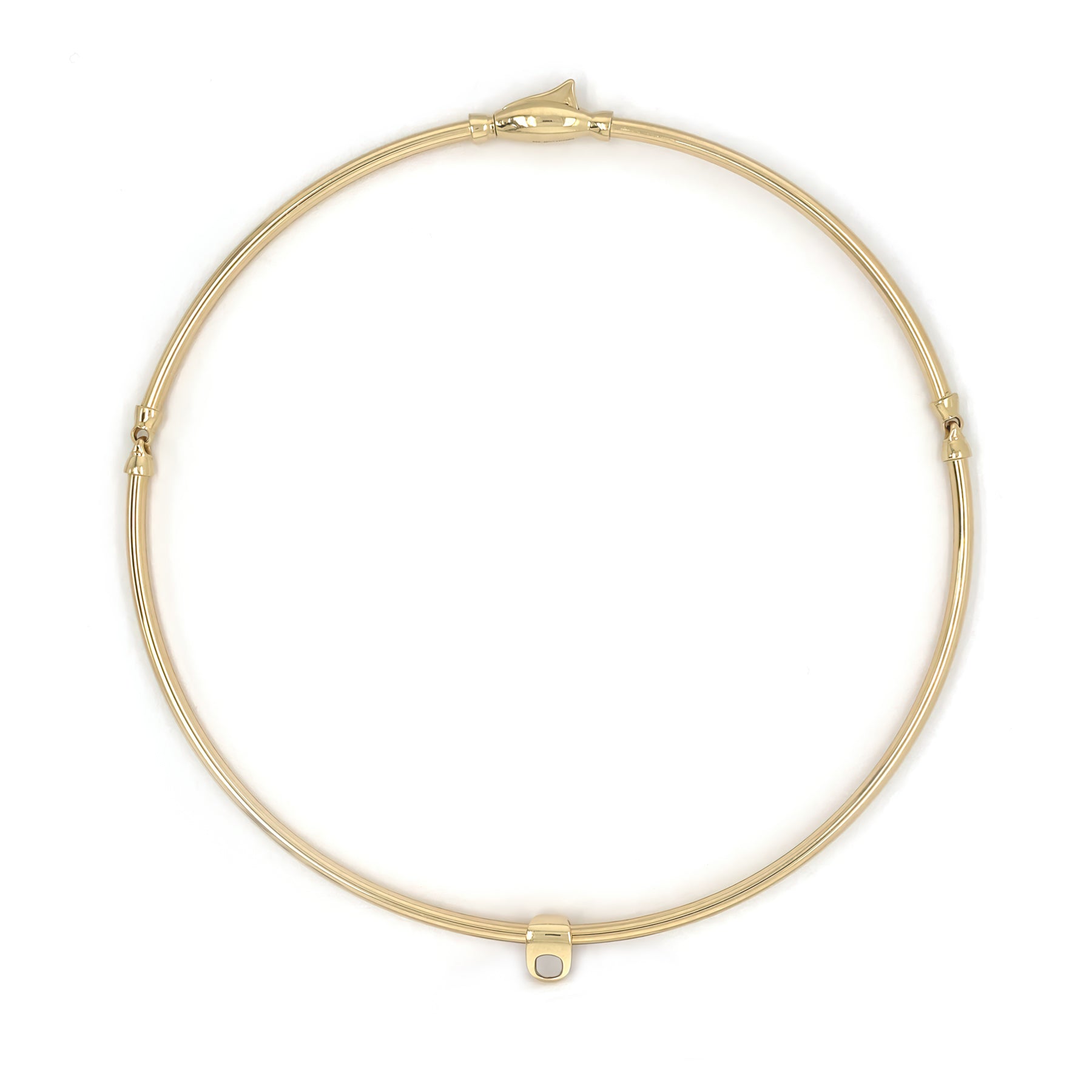 A 14K yellow gold choker necklace with a simple design, displayed against a white background.