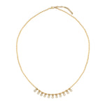 18K Gold necklace with Diamond Drops on a white background