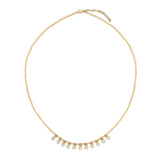 18K Gold necklace with Diamond Drops on a white background