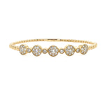 14 Yellow Gold Beaded Diamond Station Bangle