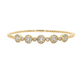 14 Yellow Gold Beaded Diamond Station Bangle