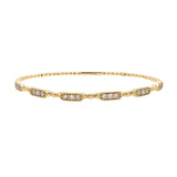 14K Gold beaded bracelet with diamond bar stations on a white background