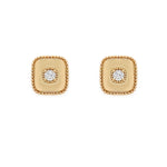 14K gold beaded earrings with single diamond
