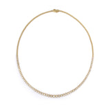 14K yellow gold bezel set diamond tennis necklace