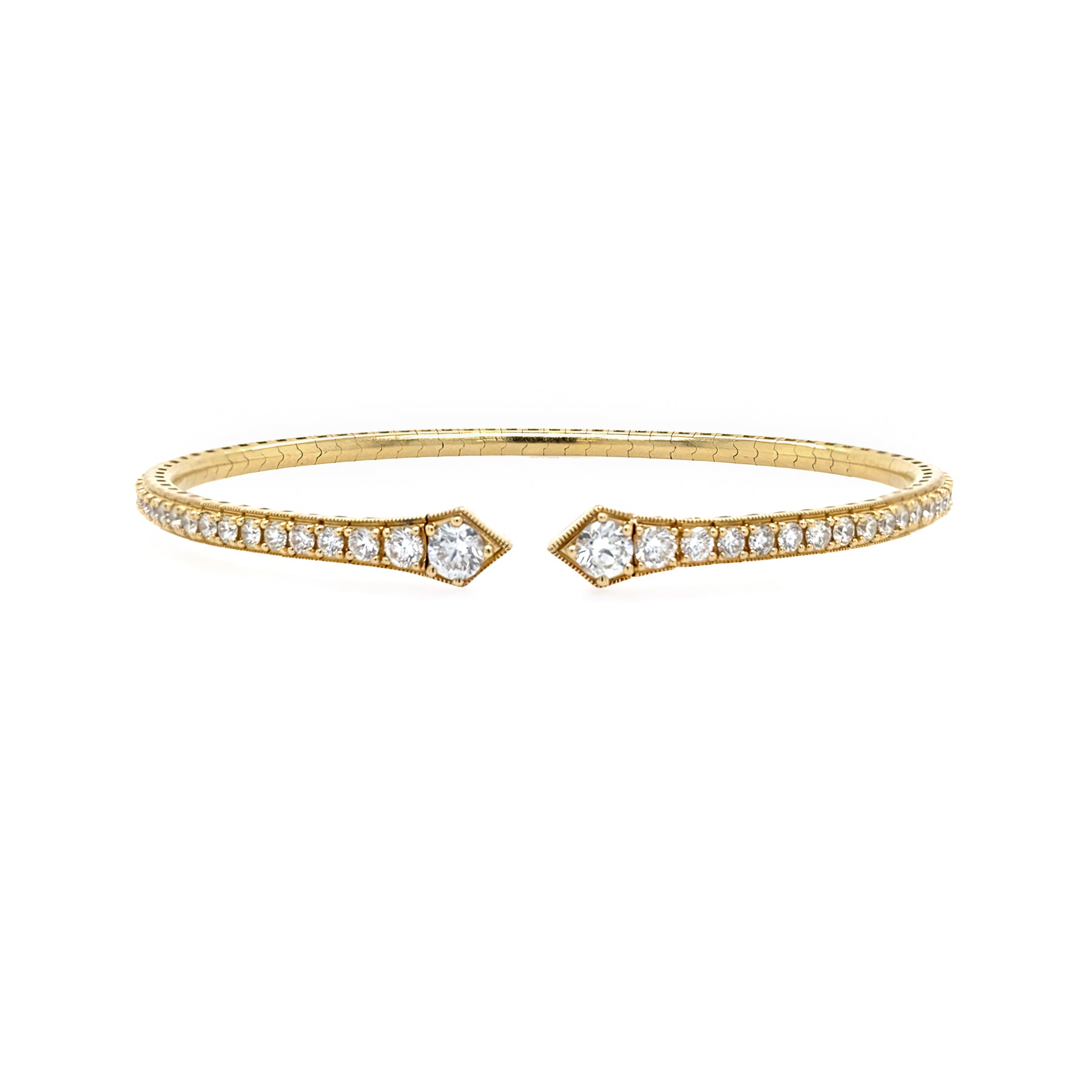 14K Gold bracelet with diamonds on a white background