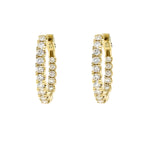 14K Gold hoop earrings with diamond accents on a white background