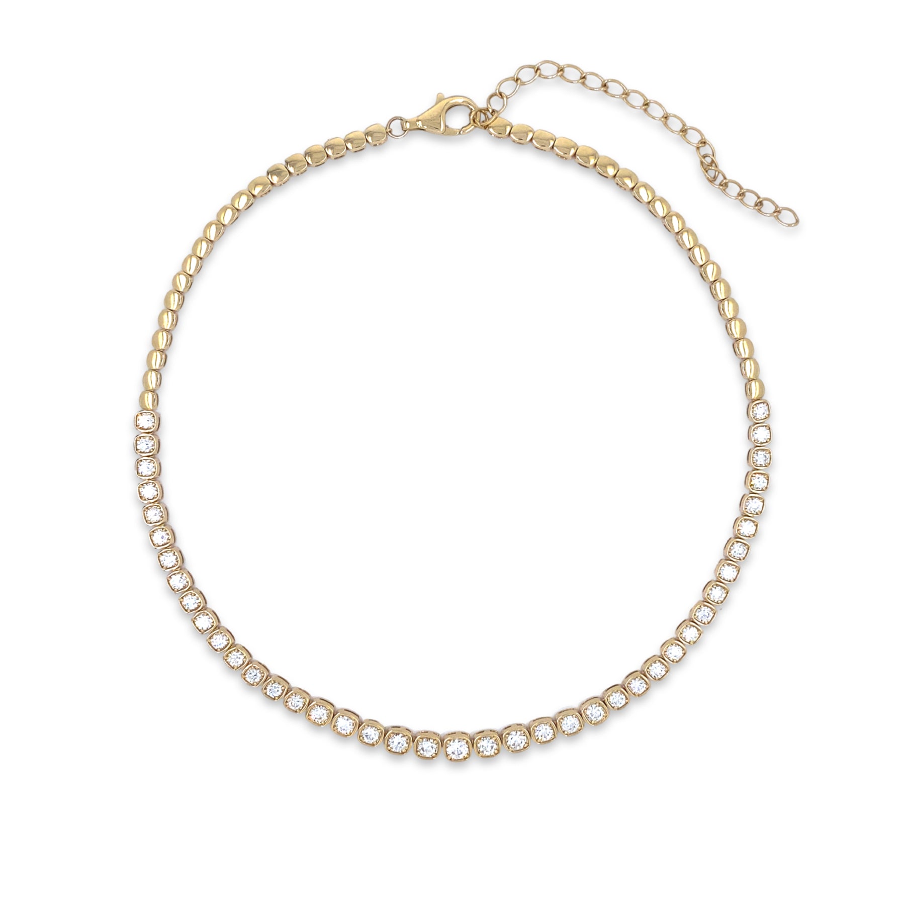14K Yellow Gold Bezel Set Diamond choker