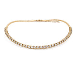 14K yellow gold prong set diamond choker necklace