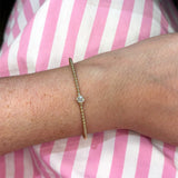 Single Diamond Beaded Bangle