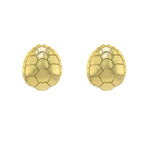 A pair of 14K yellow gold tortoise shell earrings.