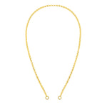 14K Gold Rolo split chain necklace on a white background