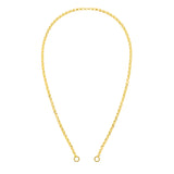 14K Gold Rolo split chain necklace on a white background