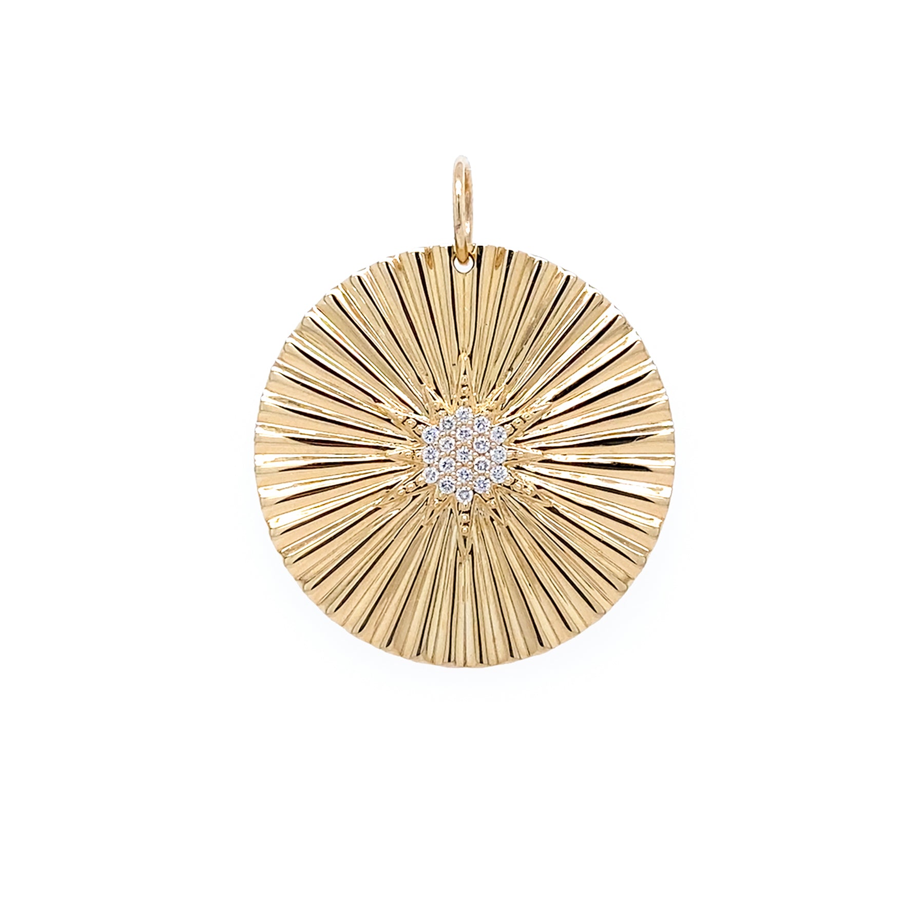 14k yg fluted pendant with starburst