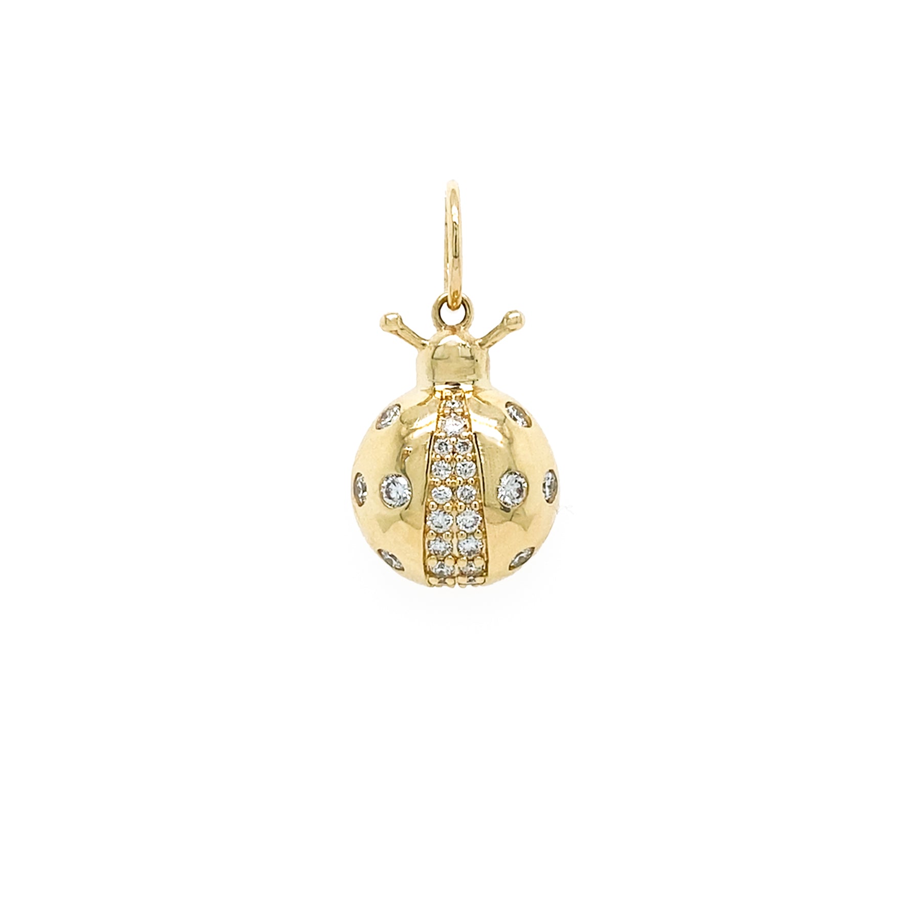 14k yg ladybug charm with diamonds