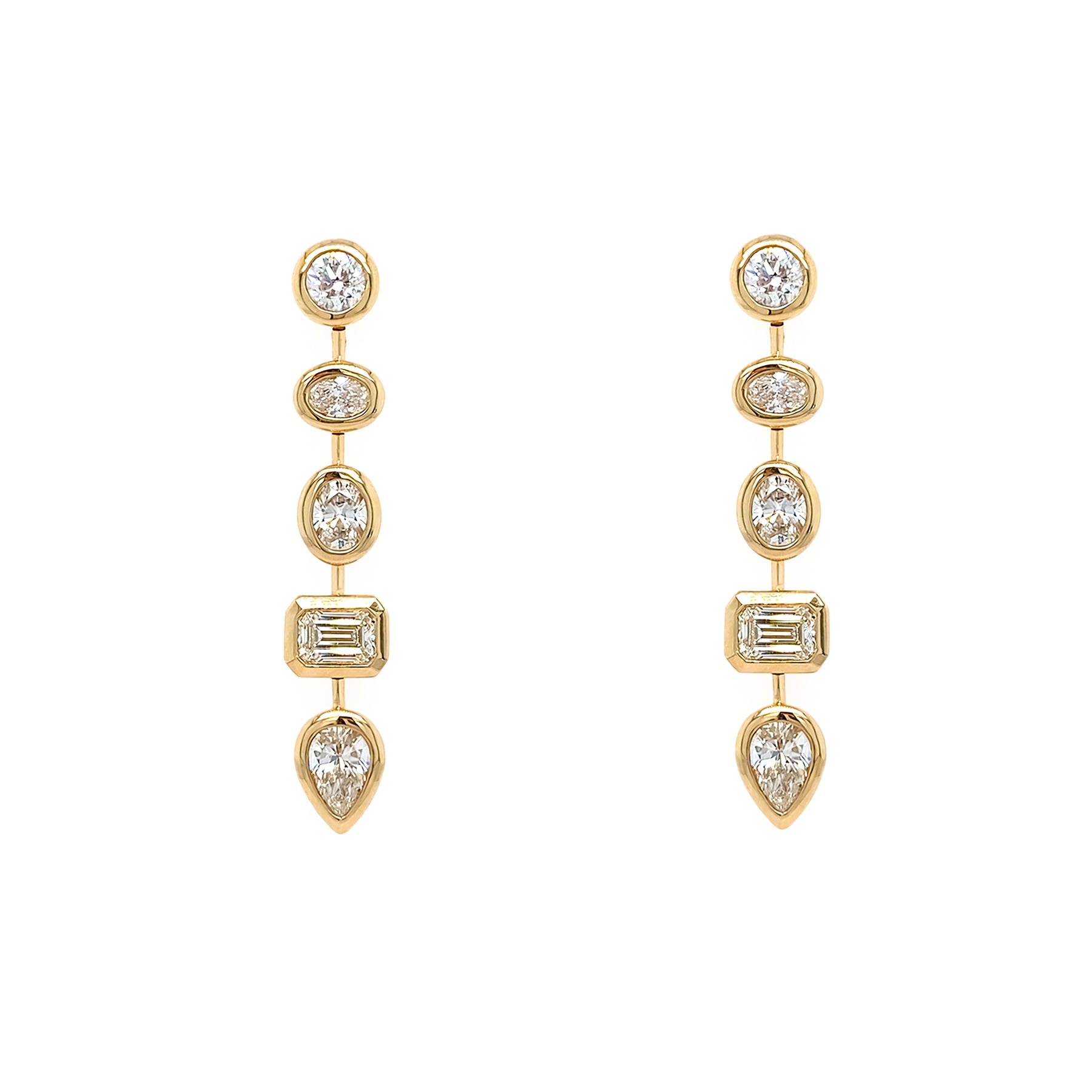 14k yg mixed shape diamond earrings