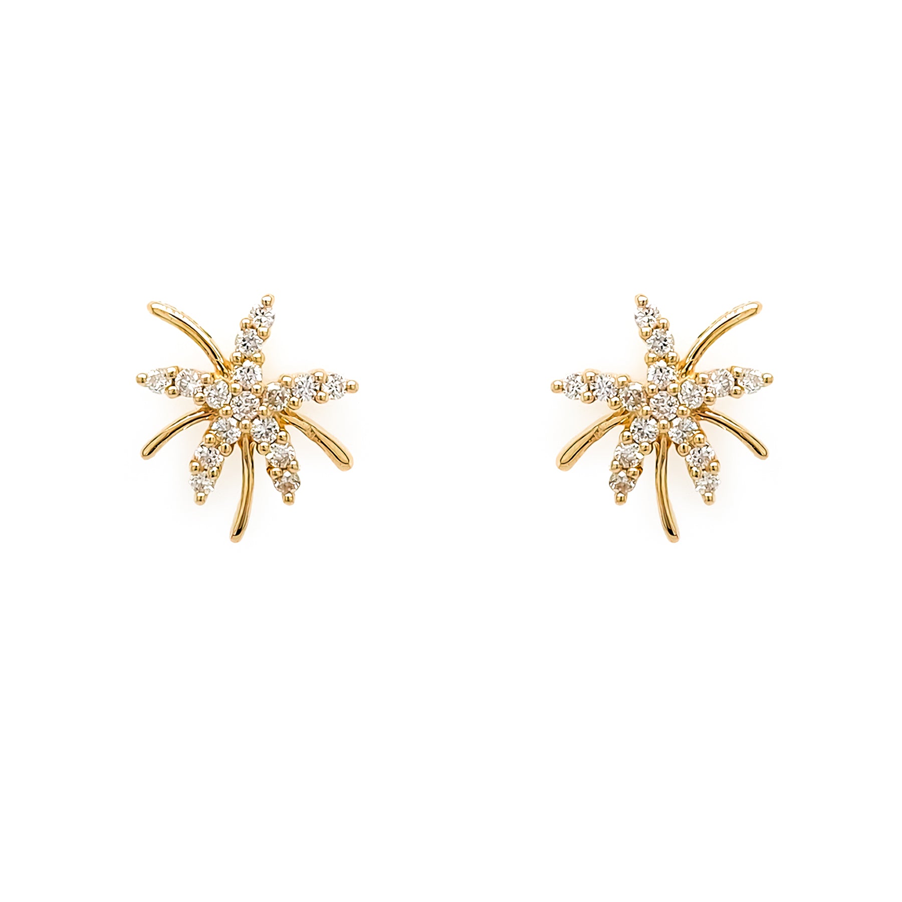 14k yellow gold diamond star stud earrings 