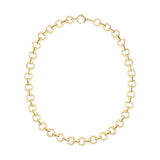 14K Gold Circle Link chain necklace  on a white background