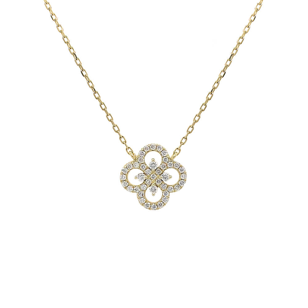 14k Yellow Gold Clover Pendant Necklace