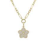 14k Yellow Gold Diamond Flower Necklace