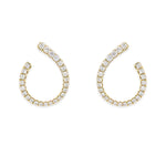 14K Yellow Gold Diamond Front Hoop Earrings