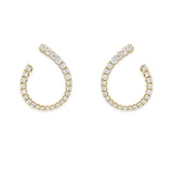 14K Yellow Gold Diamond Front Hoop Earrings