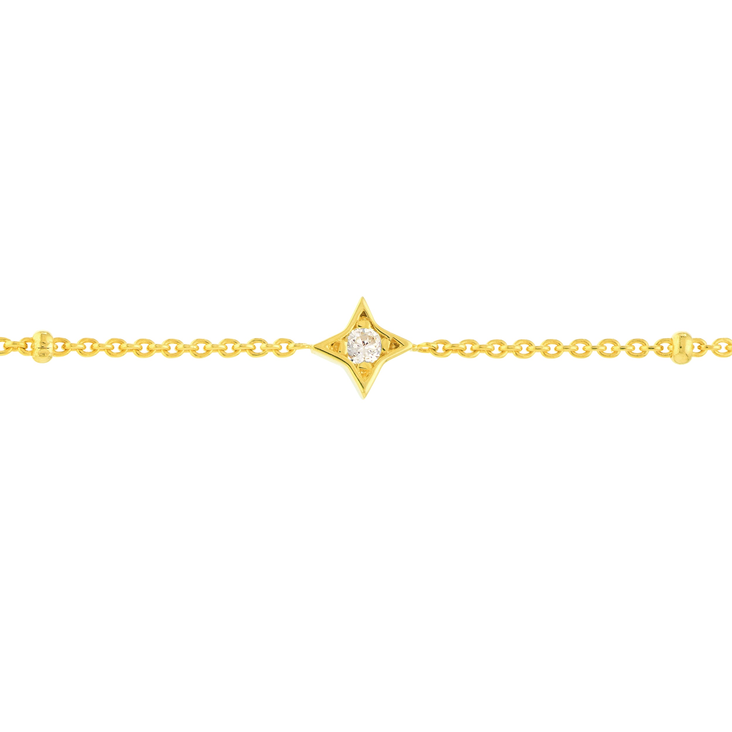 14k yellow gold Diamond Star Bezels and Beads Bracelet