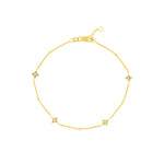 14k yellow gold Diamond Star Bezels and Beads Bracelet
