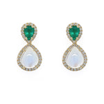 14k yellow gold Emerald and Moonstone Drop Earrings