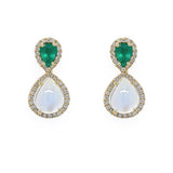 14k yellow gold Emerald and Moonstone Drop Earrings