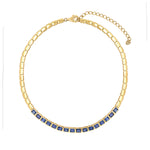 14k yellow gold bezel sapphire necklace 