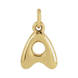 14k yellow gold bubble initial pendant A