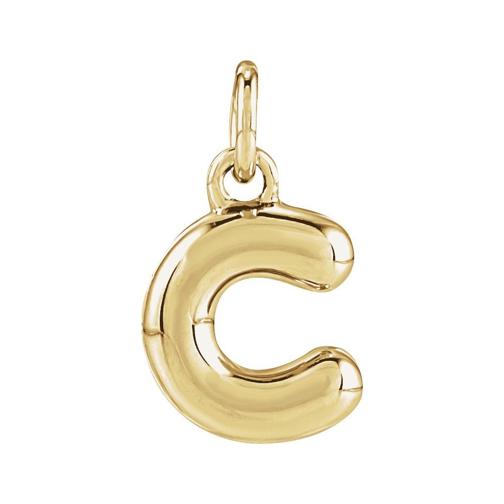 14k yellow gold bubble initial pendant  C 