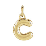14k yellow gold bubble initial pendant  C 