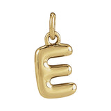 14k yellow gold bubble initial pendant E