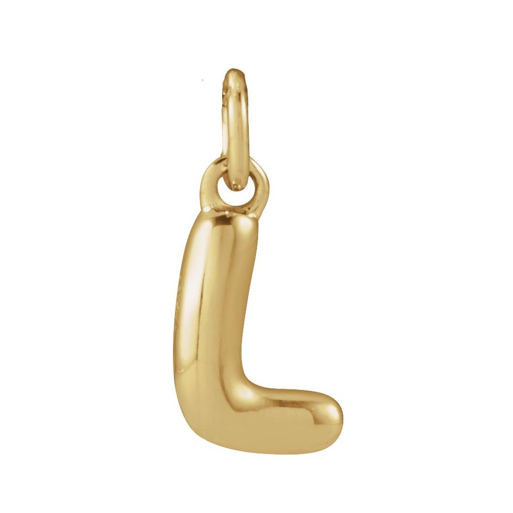 14k yellow gold bubble initial pendant L