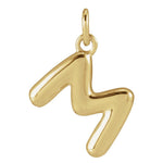 14k yellow gold bubble initial pendant M