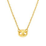14k yellow gold puff mariner necklace