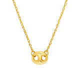 14k yellow gold puff mariner necklace
