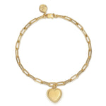 14k yg  Paperclip Chain Bracelet with Heart Charm